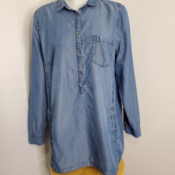 J Jill Denim Long Sleeve Chambray Tunic 